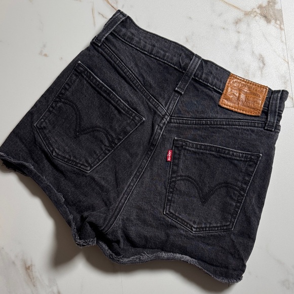 Levi's Pants - Levi’s 501 Ribcage Short Cut Off Distressed size 24 Black Jean Logo retro trendy